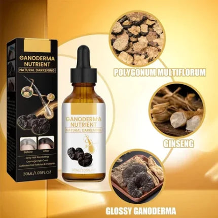 Anti-Greying Hair Serum, Dark Serum for Hair, Organic Ganoderma, Inverted Essence for Grey Hair, Darkens Your Hair Naturally Without Damaging