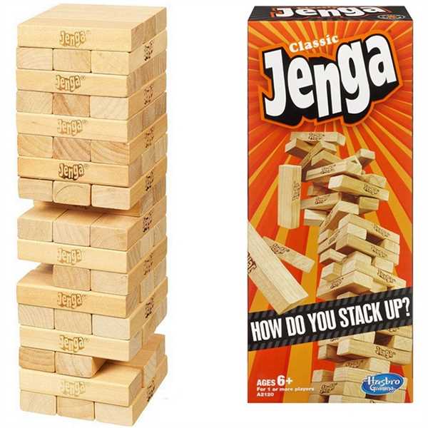 Classic Jenga Wooden Stacking Tower Board Game for Kids & Adults – Hardwood Jenga Game