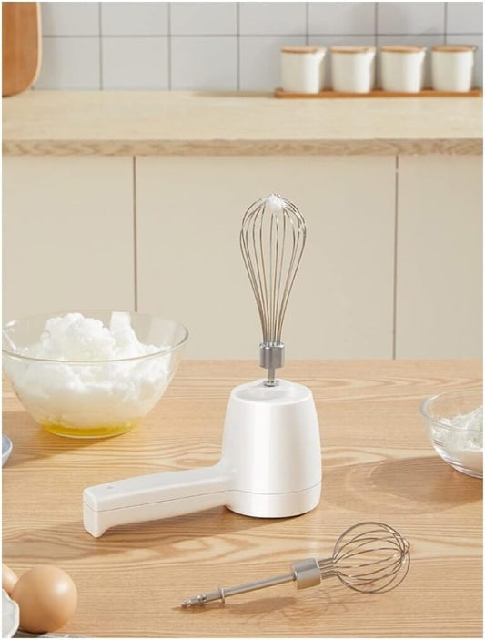 USB Rechargable Portable Wireless Hand Mixer, USB Rechargable Handheld Egg Beater with 2 Detachable Stir Whisks