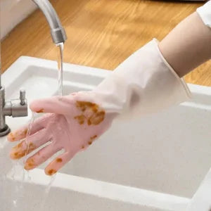 1Pair Silicone Cleaning Gloves Dishwashing Cleaning Gloves Scrubber Dish Washing Sponge Rubber Gloves Cleaning Tools