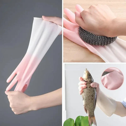 1Pair Silicone Cleaning Gloves Dishwashing Cleaning Gloves Scrubber Dish Washing Sponge Rubber Gloves Cleaning Tools